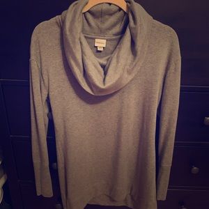 Gray cowl neck sweater dress